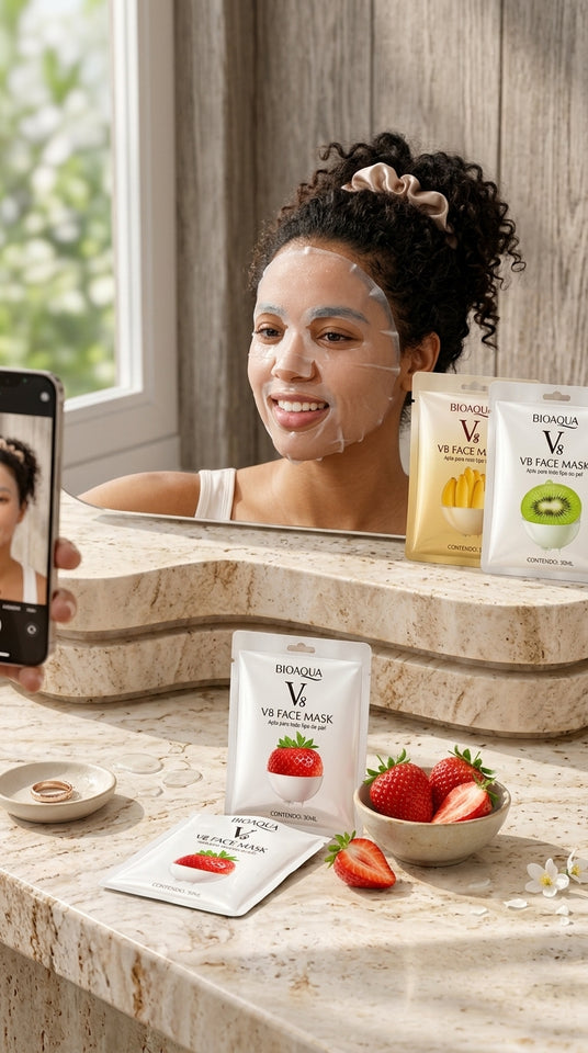 ✨ Mascarilla Facial BIOAQUA V8 con Ácido Hialurónico